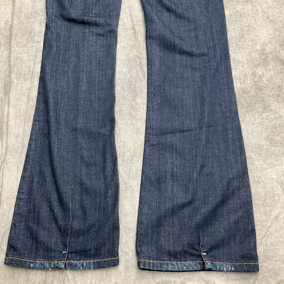 Express ReRock Jean Women 6 Blue Distressed Stitch Pocket Cotton Flap Stretch - Picture 12 of 16